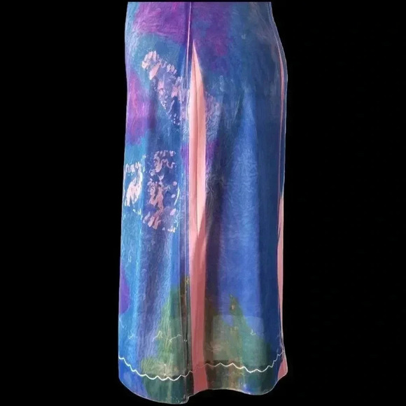 VINTAGE 50s 60s Hand Dyed Batik Slip Dress M - Picture 9 of 10